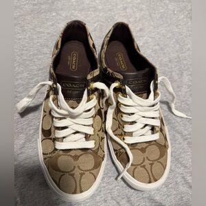 Coach Tan and Brown Patterned Sneakers
